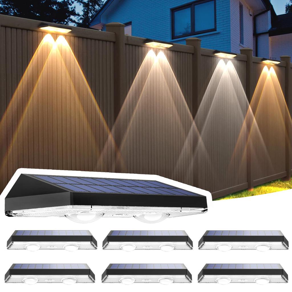Mancra Outdoor Fence Waterproof Solar Deck Patio Dusk To Lights, & Lights, Dawn, 6-Pack (3000K/4500K/6000K)