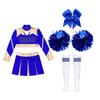 Roupa de Cheerleader Brilhante Infantil para Meninas Top Cropped Vazado Saia Plissada Meias Listradas Conjunto de Acessórios com Laço