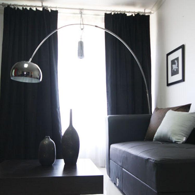 

Простые и широкие черные матовые тканевые шторы с двусторонней отделкой, изготовленные на заказ шторы для дверей примерочных 2.8 meters door width чёрный