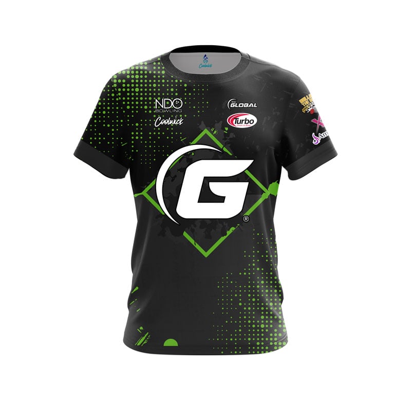 Nuova maglia da bowling Global G con pallino verde e sfumature, manica corta