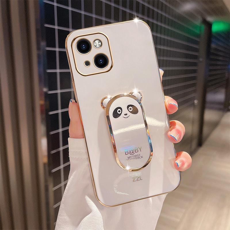 Applicable To Apple 15 Mobile Phone Case Electroplated Bear Bracket IPhone 16 Protective Case 13 Soft 14 Proma