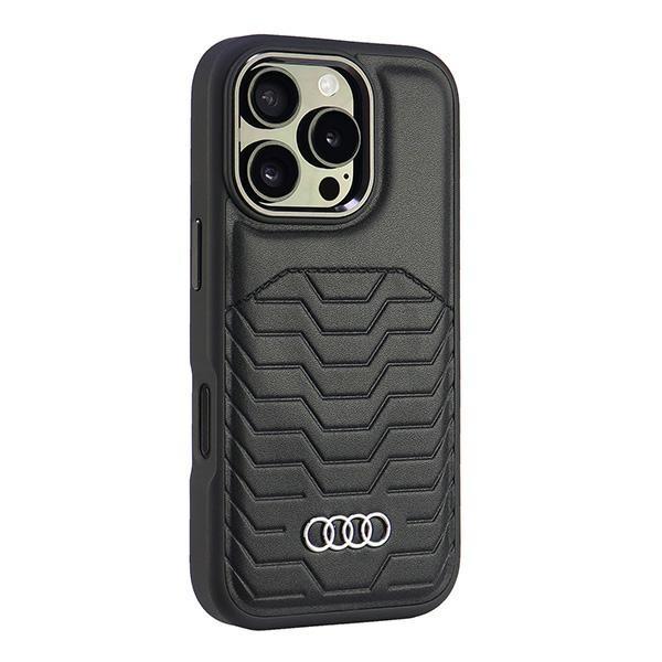 Audi Synthetic Leather Magsafe Iphone 16Pro 6.3 Czarny/Black Hardcase Au-Tpupcmip16P-Gt/D3-Bk