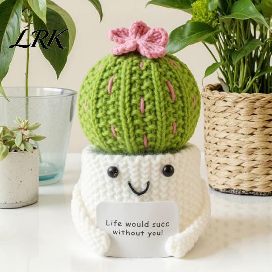 Fake Cactus Decoration Crochet Potted Plants, Handmade Knitted for Home Office Car Plant Decor Decoration, Decorative Plants Lasting Beauty,