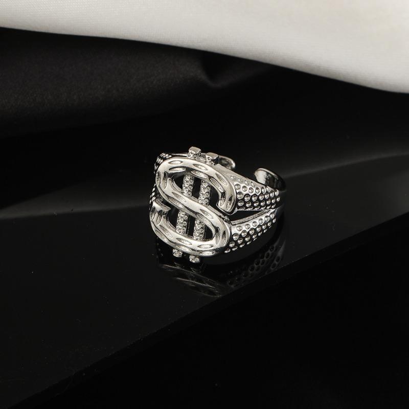 

Meier Hip hop dollar sign ring - european & american style alloy open design, adjustable adjustable opening