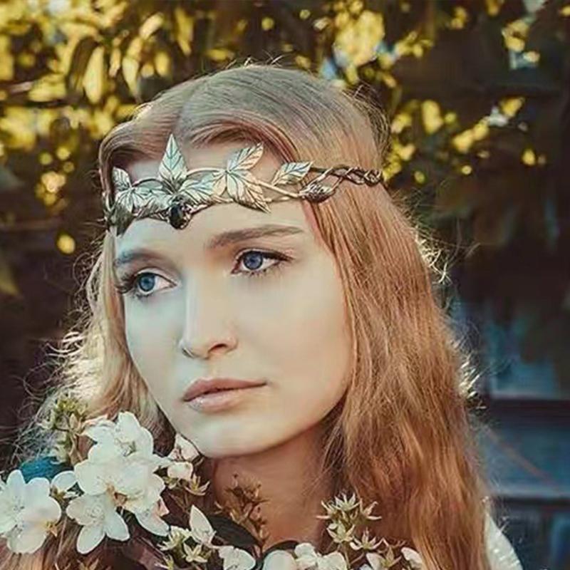 Shinning Hair Hoop Ethnic Style Leaves Shape Baroque Headband for Taking Photo