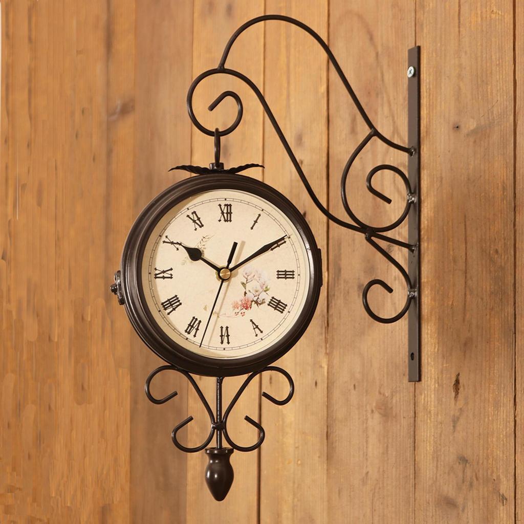 Double Side Wall Clock Design Decoration Quiet 4.72 inch Hanging Station for Hallway