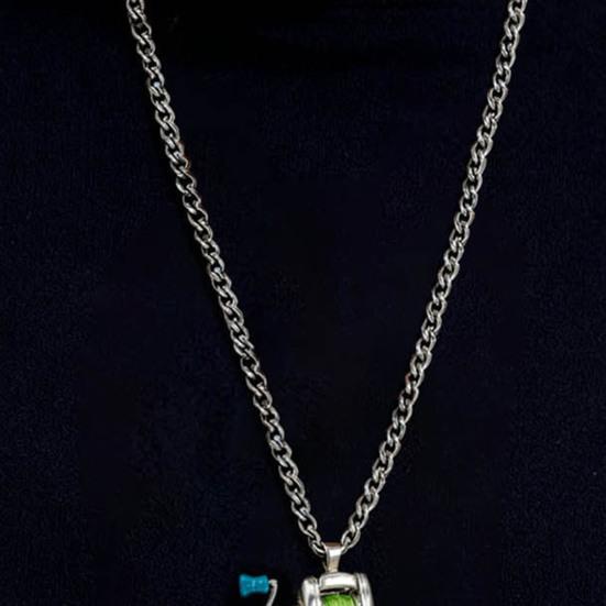 Męski Naszyjnik Miniaturowy Kołowrotek Wędkarski Wisiorek Rączka Kręcąca Choker Pierścień Prezent dla Wędkarza Akcesorium dla Pasjonata Wędkarstwa