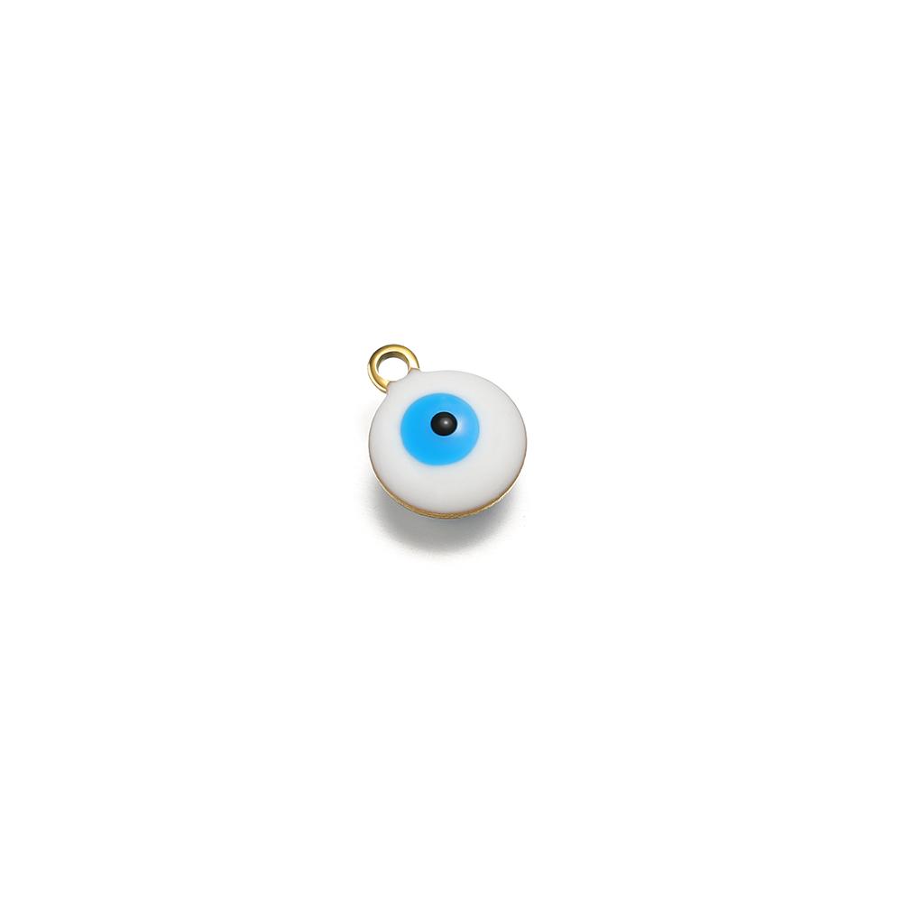 20pcs Stainless Steel 8mm Gold Color Eyes Beads Charms for DIY Necklaces Bracelets Findings Supplies Jewelry Earrings Making