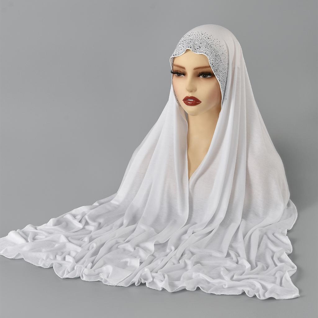 Diamond Modal Cotton Jersey Hijab Scarf For Women Stretch Shawl Plain Muslim Headband Fashion Solid Color Long Muffler 170*60Cm