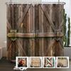 Western Cowboy Theme Bathroom Shower Curtain Barn Wooden Door Decor Waterproof Bathroom Curtain With Hooks Polyester Curtains