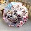 1 PC Automatic Folding Umbrella - White Tiger Pattern, Portable & Foldable Design with 8 Ribs, Christmas Birthday Gifts