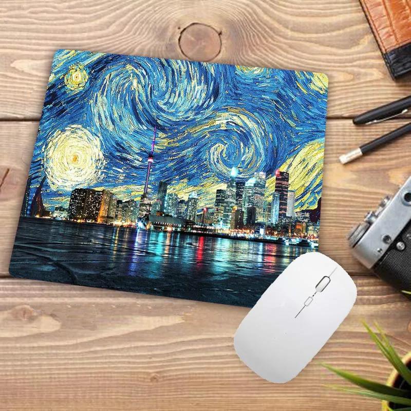Van Gogh Gamer Play Mats Rubber Art Flower Mouse Pad Small Size 18x22cm Gaming Mouse-pads for Office Desk Mat Office Setup