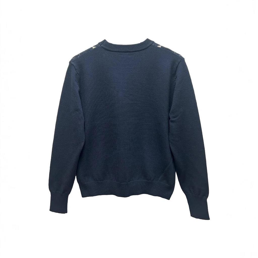 Damen Rundhals Langarm Dicker Jacquard Diamantstrick Pullover für Frühling und Herbst