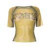 Haut Y2k à imprimé de lettres T-shirts graphiques transparents pour femmes Vêtements Manches courtes Esthétique Ropa De Mujer Moulant Sexy Streetwear