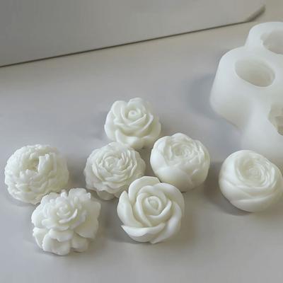 7pcs Set of Flower Rose Peony Silicone Mold 3D Flower Candle Gypsum Soap Resin Crafts Mold DIY Chocolate Fudge Dessert Cake Mold