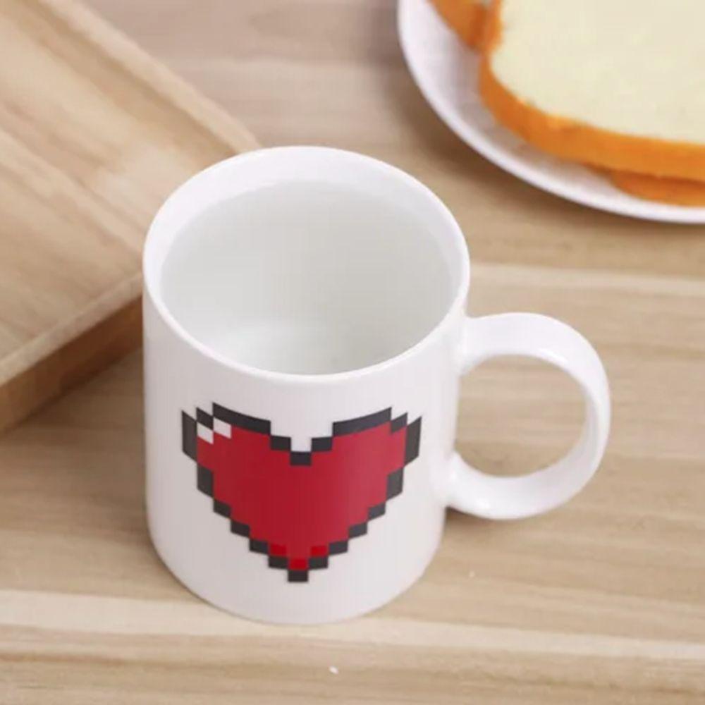 Minimalist Style Color-changing Heart Ceramic Cup Heat-resistant Tea Mug  Couple