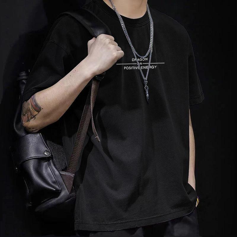 Cotton Short Sleeve T Shirt Black White Fashion All Match Breathable Summer Sport T-shirt Men Top