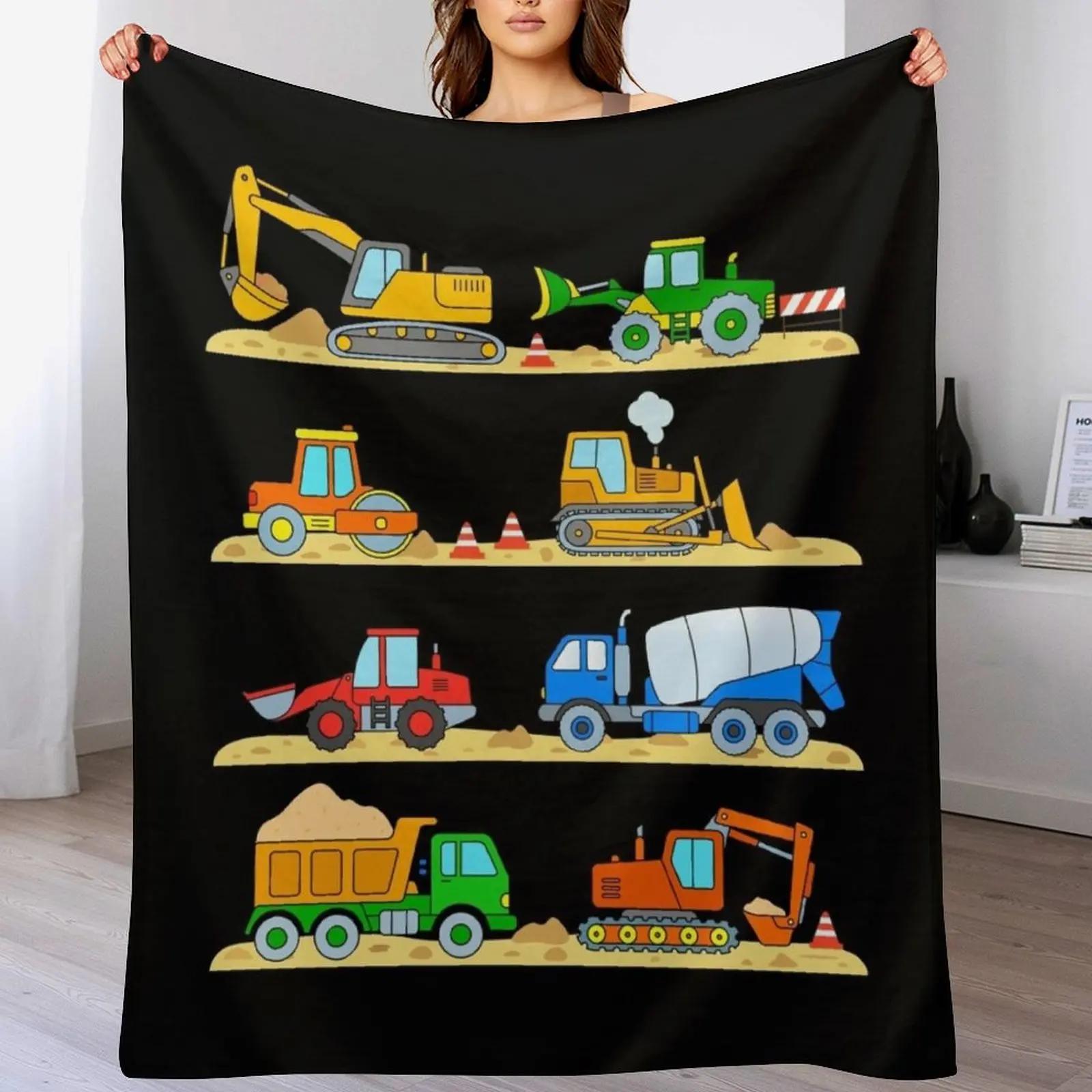 

Construction Digger Dump Truck Bulldozer Concrete Mixer Throw Blanket Long Lasting Soft Plush Blanket for Daily Use 102x76cm(40x30in)