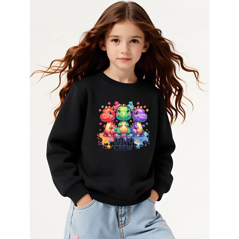 European sizes Kids' Casual Printed Round Neck Pullover, Kids' Fashion Round Neck Sweatshirt with Adorable Animal Prints, Casual Comfortable
