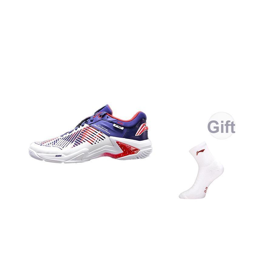 Li Ning Thunder Series Pro Kényelmes Ütéscsillapítás Csúszásmentes Kopásálló Alacsony szárú Tollaslabda Cipő Unisex Cipő Fehér Kék AYAT009-3
