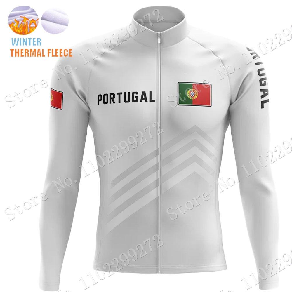 New Portugal National Team Cycling Jersey Set Winter Mens Long Sleeve Clothing Suit MTB Bike Road Pants Bib Ropa Ciclismo
