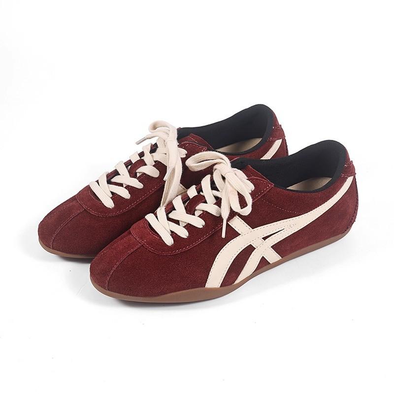 Kuskinn~ innvendig høydeøkning 5cm retro leopardtrykk tyske treningssko damesko 2025 nye Forrest Gump-sko boardsko fritidssportssko