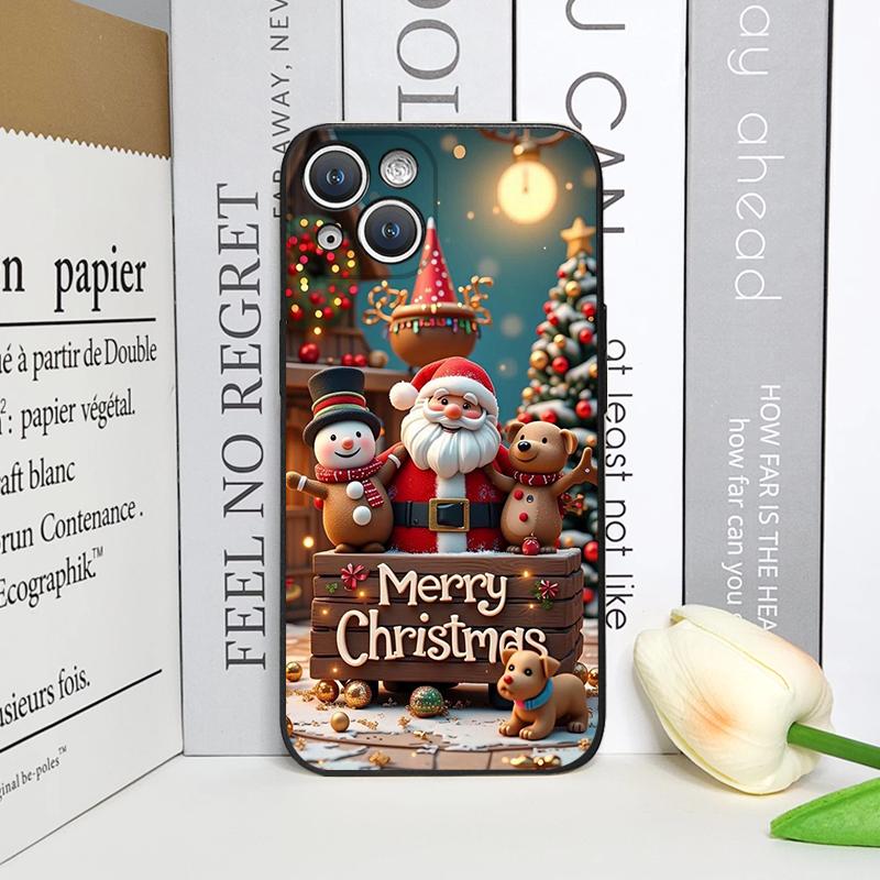 Cartoon Christmas-themed Santa Claus Phone Case for IPhone 16 12 11 14 13 15 Pro Max Mini X XS MAX XR SE2 7 8 14 Plus Soft Cover