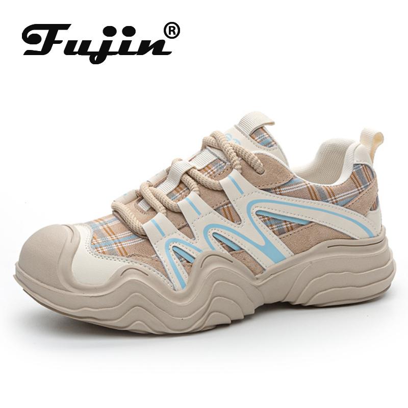 Fujin 4cm Cloth Breathable Summer Chunky Sneakers Platform Shoes Women Spring Fashion Sneakers Wedge 2024 Women Casual Vulcanize
