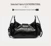 Niche Distressed Leather Single-Shoulder Bag with Personalized Rivets, Workwear Style Underarm Crossbody Bag