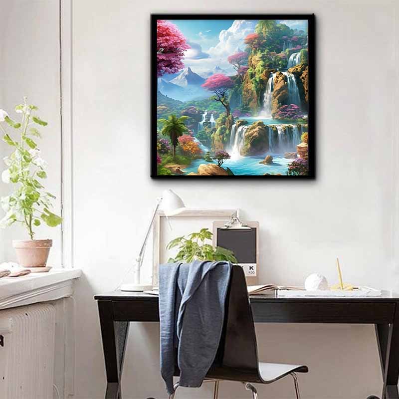 New Arrival 5D DIY Full Circle Diamond Painting "Waterfall" Embroidery Cross Stitch Home Decor Gift