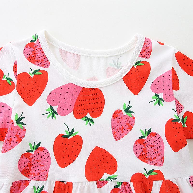 Girls princess dress summer new girls dress cute strawberry print short-sleeved children's skirt