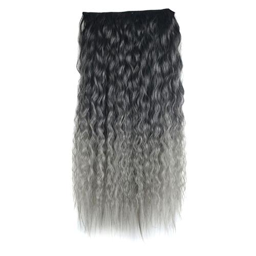 Sexig Lång Gradient Färg Fest Kvinnor Vågigt Lockigt Clip-in Hårförlängning 60cm