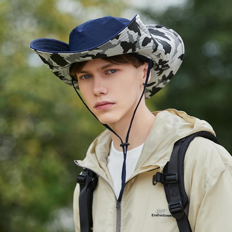 

Summer camouflage foldable breathable hat men s sunscreen sunshade hiking hat quick-drying windproof fishing hat One Size