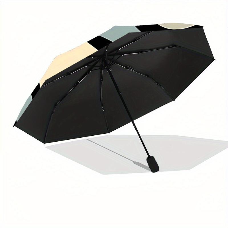 1pc Abstract Art Print Automatic Folding Umbrella - 8-Rib Iron Frame, Windproof, Portable Sunshade with Plastic Handle for Travel & Outdoor