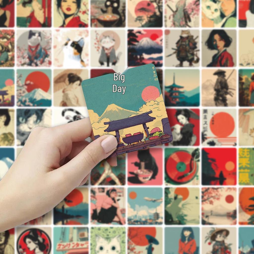 58 Sheets of Retro Japanese Cultural Stickers: Japanese Style Girl Illustrations for Journals & Notebooks