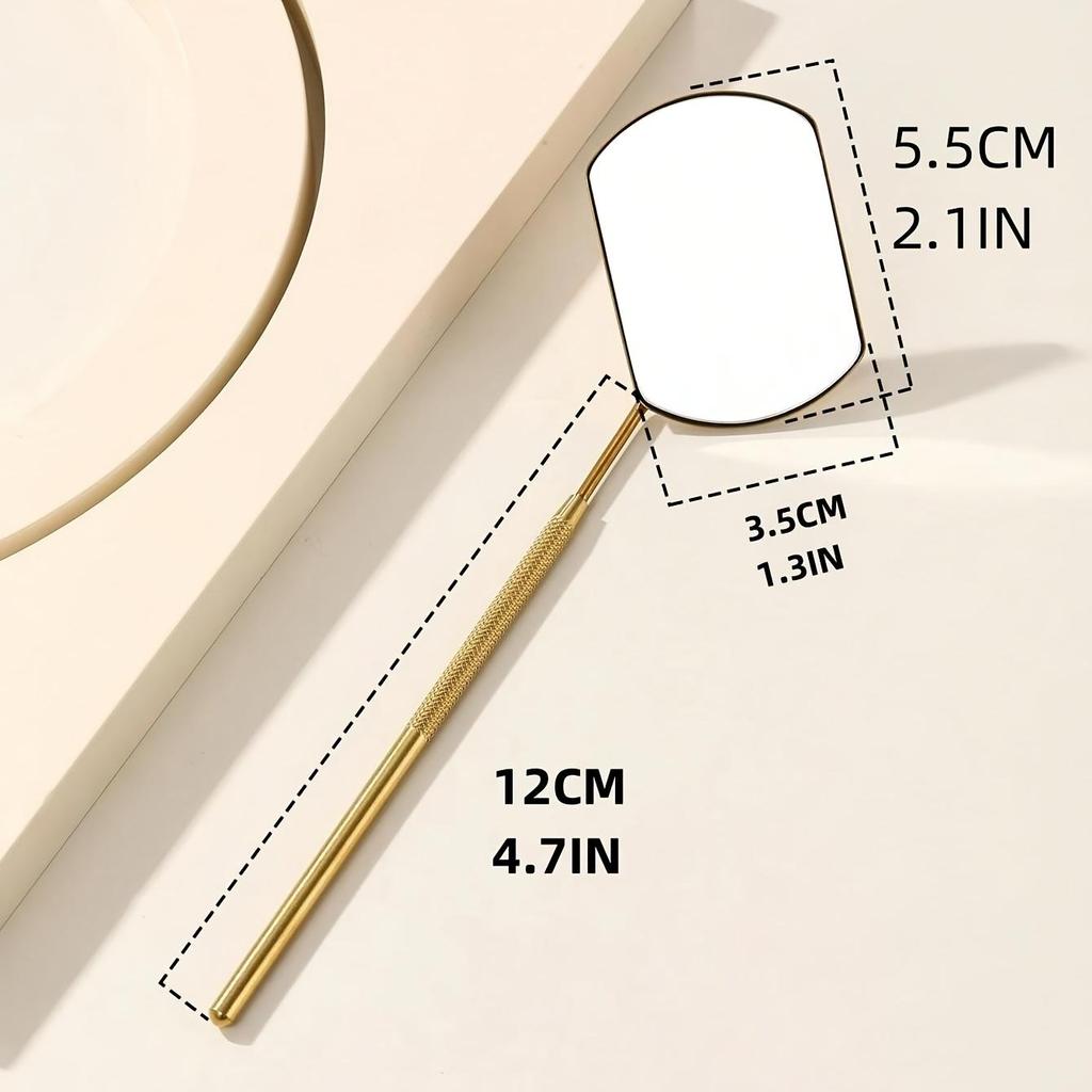 1 specchio per trucco in acciaio inossidabile per extension ciglia, specchio portatile a mano con design staccabile, finitura lucida, cornice a tema floreale