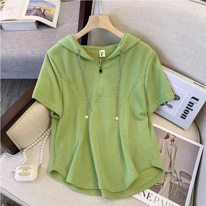 Damen Sommer Fette Mädchen Kapuzenpullover Kurzarm Oberteil Lockere Shorts Lässiger Zweiteiler Anzug