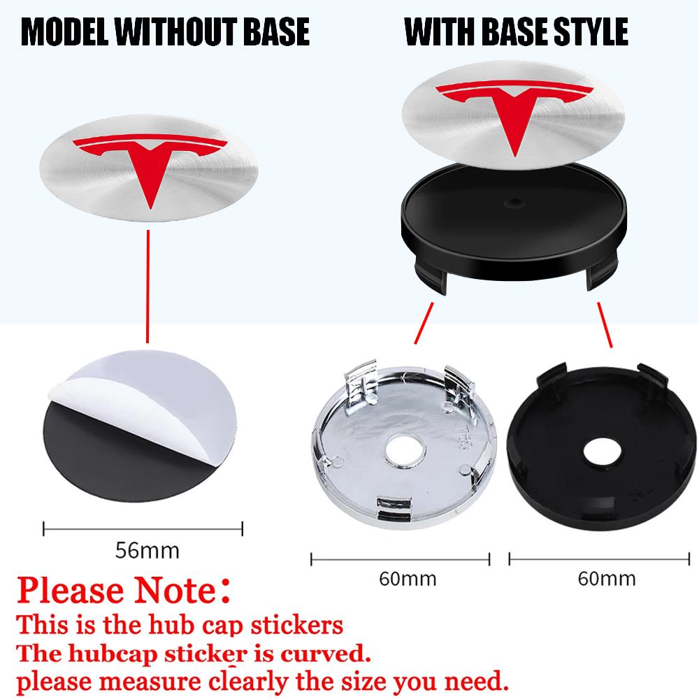 4pcs 56/60mm Car Wheel Center Cover Sticker Tire Hub Cap Badge Covers For Tesla Model 3 Model S Model X Model Y Coil Accessories