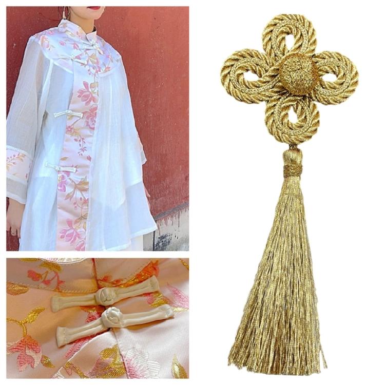 Gold Wrie Clovers Tassels Pendant Elegant Handcrafts Tassels Kits For Bridal Wear And Formal Occasion Garment Decoration