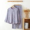 Autumn and Winter Cotton Flower Printing Women's Retro Style Small Flower Pajamas Set Long Sleeved Home Clothing Set