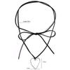 New Goth Black Velvet Big Heart Pendant Choker Necklace for Women Elegant Weave Knotted Bowknot Adjustable Chain Jewelry