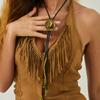 Ethnic Style Metal Cowboy Hat Boots Pendant Long Necklace, Fashionable Retro Pu Collarbone Chain Necklace
