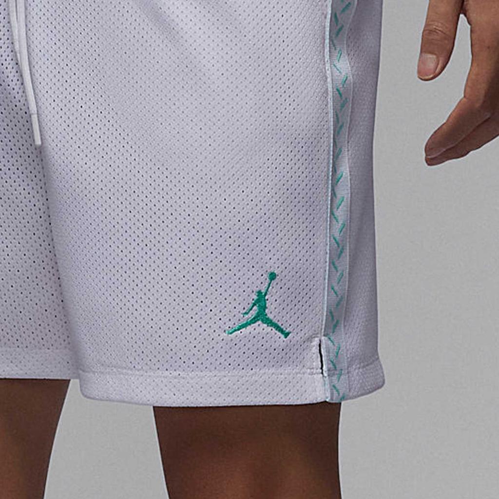 Jordan Versatile Mesh Solid Color Embroidered Small Logo Breathable Mid-Rise Fitted Drawstring Sports Shorts Men Shorts White FN4612-100