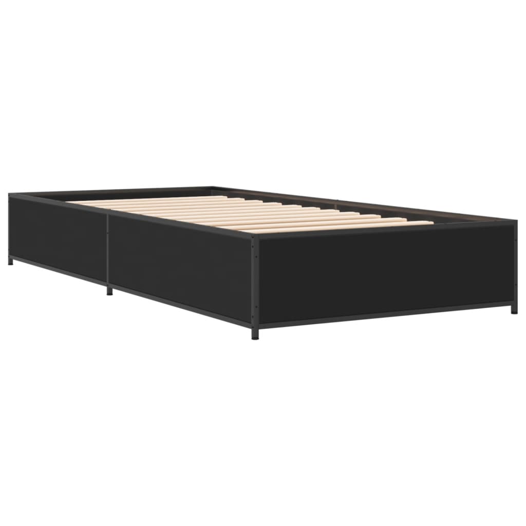 Black Bed Frame 90 x 200 cm Particleboard and Metal