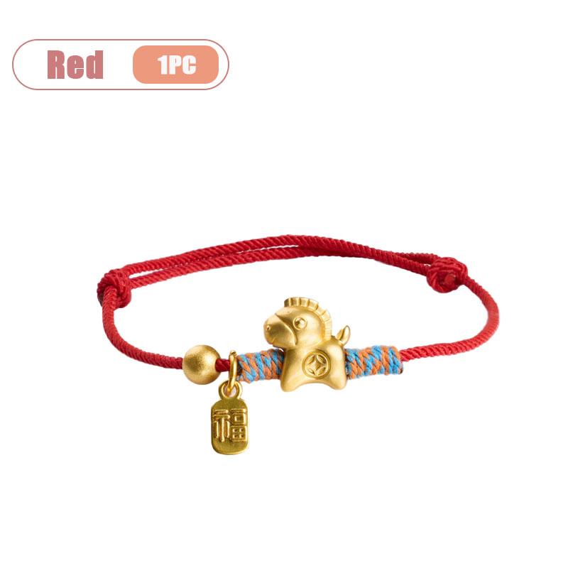 

2026 Year of The Horse Red Bracelet Handwoven Chinese Zodiac Lucky Cord for Men Women Birthday Year Protection Gift Idea