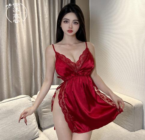 Sex underwear women's sexy lace suspender nightdress splicing strap side split bed pajamas passion clothes
