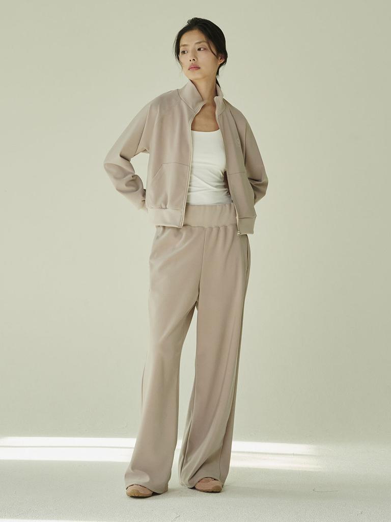 NOUVE Stretch Jersey Zip-Up - Beige