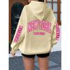 New York Lettering Print Hoodie, Casual Drawstring Hooded Long-sleeve Kangaroo Pocket Sweatshirt