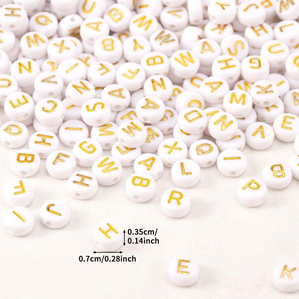 100/300/500pcs Acrylic Letter Beads White Yellow Acrylic Letter Beads Round Decorative Beads DIY Bracelet Necklace Earrings Keychain