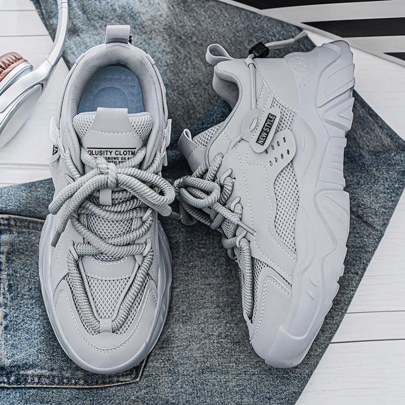 Men's Thick-soled Casual Sports Shoes Spring Autumn New Breathable Soft-sole Anti-slip Fashion Students Outdoor Running Sneakers